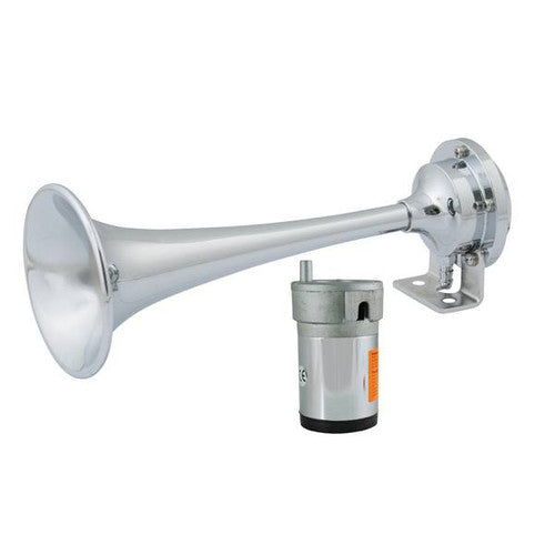 Single Trumpet Chrome Brass Mini Air Boat Horn Kit with Compressor