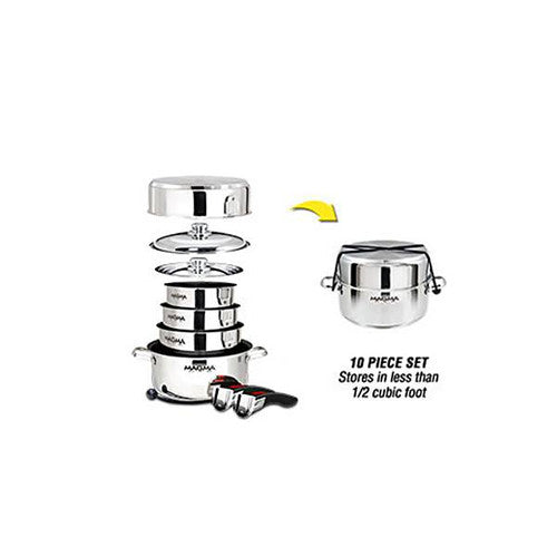 Magma 10 pc. Stainless Induction Cookware w/ Black Ceramica Non-Stick