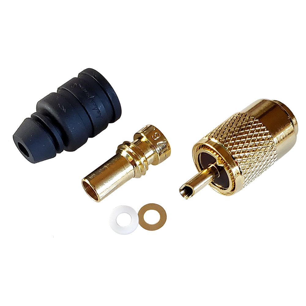 Shakespeare PL-259-58-G Gold Solder-Type Connector w/UG175 Adapter & DooDad Cable Strain Relief f/RG-58x [PL-259-58-G]